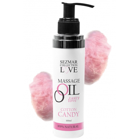 Huile de massage comestible Barbe à papa 100% naturelle 100ml