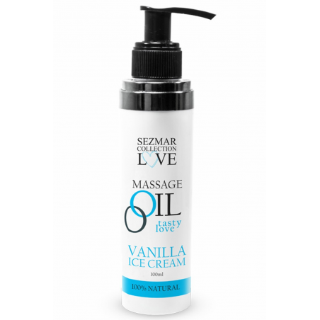 Huile de massage comestible Vanille glacée 100% naturelle 100ml