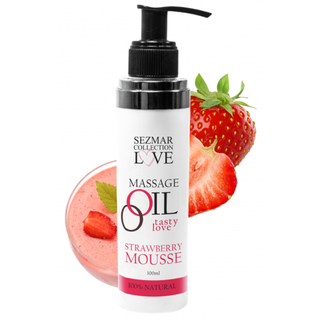 Huile de massage comestible mousse de fraise 100% naturelle 100ml