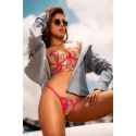 Ensemble 2 pièces brodé rose et bleu, bustier et string - MAL8926SEGA