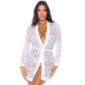 Peignoir en dentelle blanche - MAL7611WHT