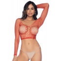 2 en 1 Top ou pantalon en résille rouge - MAL1120RED