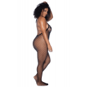 Combinaison grande taille en résille noire - MAL1116XBLK