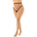 Collant grande taille large maille noire - MAL1106XBLK