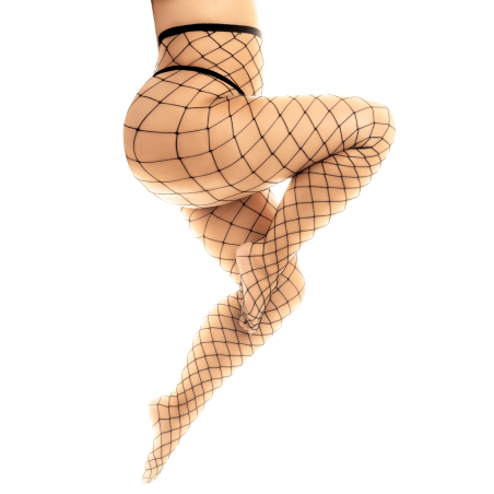 Collant grande taille large maille noire - MAL1106XBLK