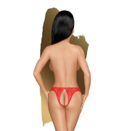 Culotte ouverte rouge en dentelle