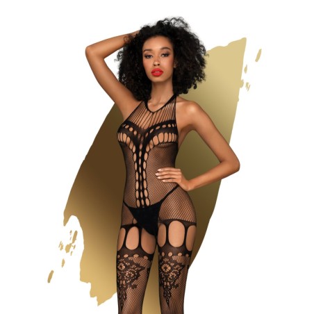 Bodystocking noir en fine résille.