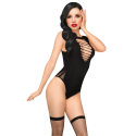 Body noir,  col avec laçage croisé