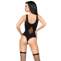 Body noir,  col avec laçage croisé