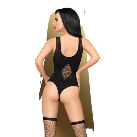 Body noir,  col avec laçage croisé