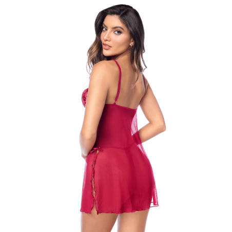 Babydoll Mapalé romantique avec string - MAL7620RED