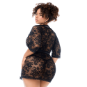 Peignoir en dentelle grande taille Mapalé avec string assorti - MAL7618XBLK