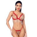 Ensemble 2 pièces à franges strass - MAL2811RED