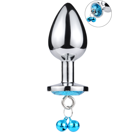Plug bijou aluminium bleu avec clochettes Taille M