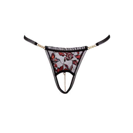 String ouvert dentelle bicolore  perles amovibles - Cottelli
