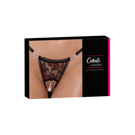 String ouvert dentelle bicolore  perles amovibles - Cottelli