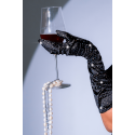 Une paire de gants satinés noirs avec strass - Mapalé