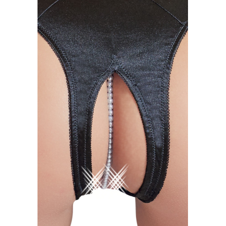 Tanga ouvert en satin avec perles - Cottelli