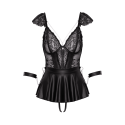 Nuisette dentelle avec menottes et string ouvert - Cottelli