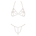Soutien-gorge et string bijoux en chaînettes dorées et strass irisés 