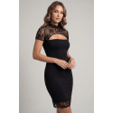 Robe courte noire dentelle florale Athéna