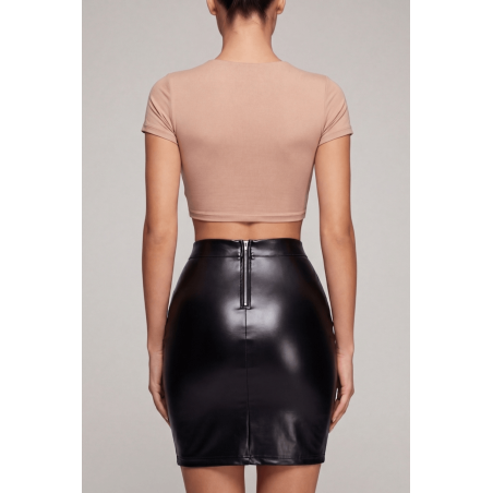 Jupe longue noire simili cuir Inaya