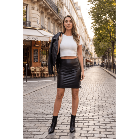Jupe longue similicuir noir Paloma