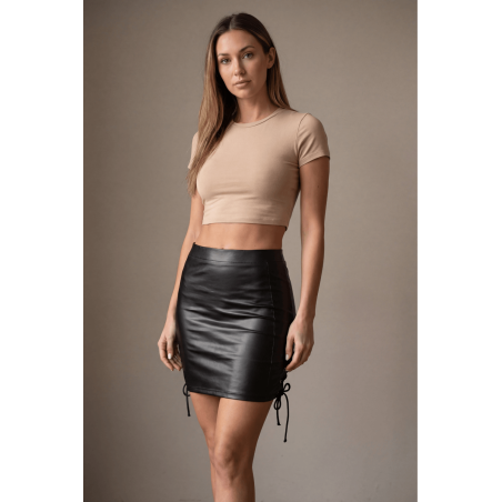 Jupe longue similicuir noir Paloma