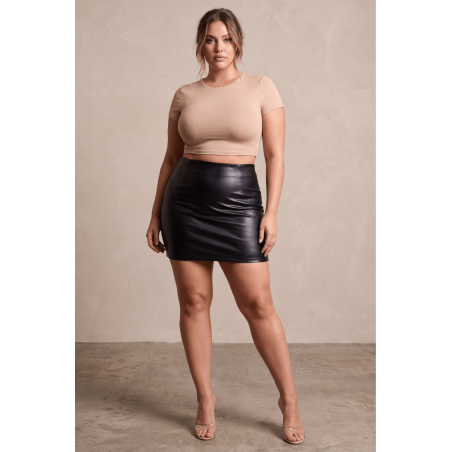 Jupe courte similicuir noir Paula