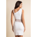 Robe blanche asymétrique avec dentelle - Paola