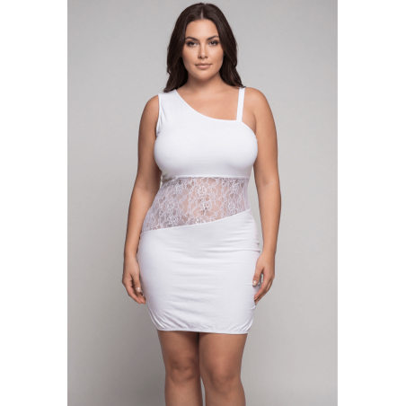 Robe blanche asymétrique avec dentelle - Paola