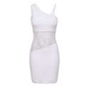 Robe blanche asymétrique avec dentelle - Paola