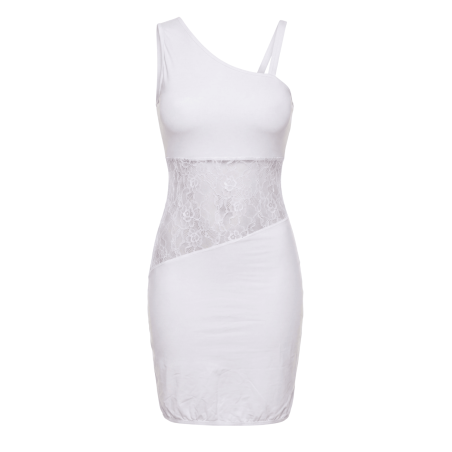 Robe blanche asymétrique avec dentelle - Paola