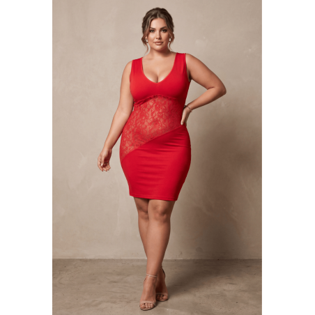 Robe rouge large décollectée - Olivia