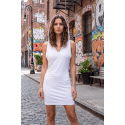 Robe blanche sensuelle avec capuche et bandeau poitrine - Adriana