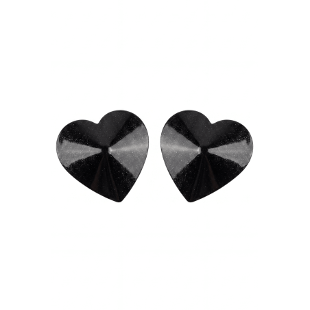 Caches-tétons coeur Métal noir