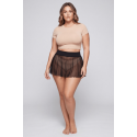 Mini Jupe Résille Transparente Noire Stella BeLily – Coupe Évasée & Ceinture Élastique | Style Lingerie Glamour
