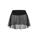Mini Jupe Résille Transparente Noire Stella BeLily – Coupe Évasée & Ceinture Élastique | Style Lingerie Glamour