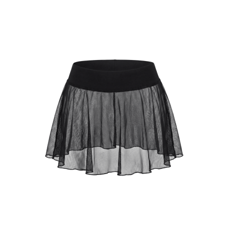 Mini Jupe Résille Transparente Noire Stella BeLily – Coupe Évasée & Ceinture Élastique | Style Lingerie Glamour
