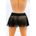 Mini Jupe Résille Transparente Noire Stella BeLily – Coupe Évasée & Ceinture Élastique | Style Lingerie Glamour