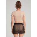 Jupe Courte Résille Transparente Noire Maya BeLily – Coupe Droite & Ceinture Élastique | Style Lingerie Fetish