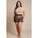 Jupe Courte Résille Transparente Noire Maya BeLily – Coupe Droite & Ceinture Élastique | Style Lingerie Fetish