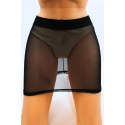Jupe Courte Résille Transparente Noire Maya BeLily – Coupe Droite & Ceinture Élastique | Style Lingerie Fetish