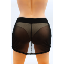 Jupe Courte Résille Transparente Noire Maya BeLily – Coupe Droite & Ceinture Élastique | Style Lingerie Fetish