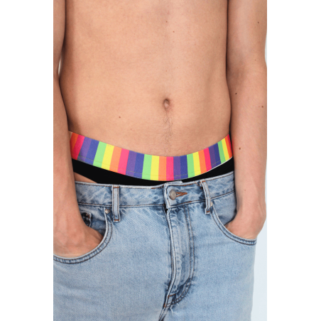String Homme Noir Ceinture Arc-en-Ciel LookMe