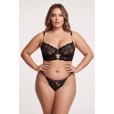 String noir en dentelle avec bijou et chaîne dorée 
