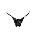 String noir en dentelle avec bijou et chaîne dorée 