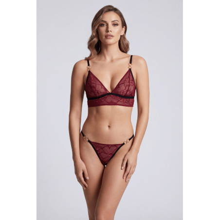 String bordeaux avec anneaux détachables 