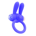 Anneau vibrant silicone bleu avec oreilles de lapin