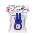 Anneau vibrant silicone bleu avec oreilles de lapin